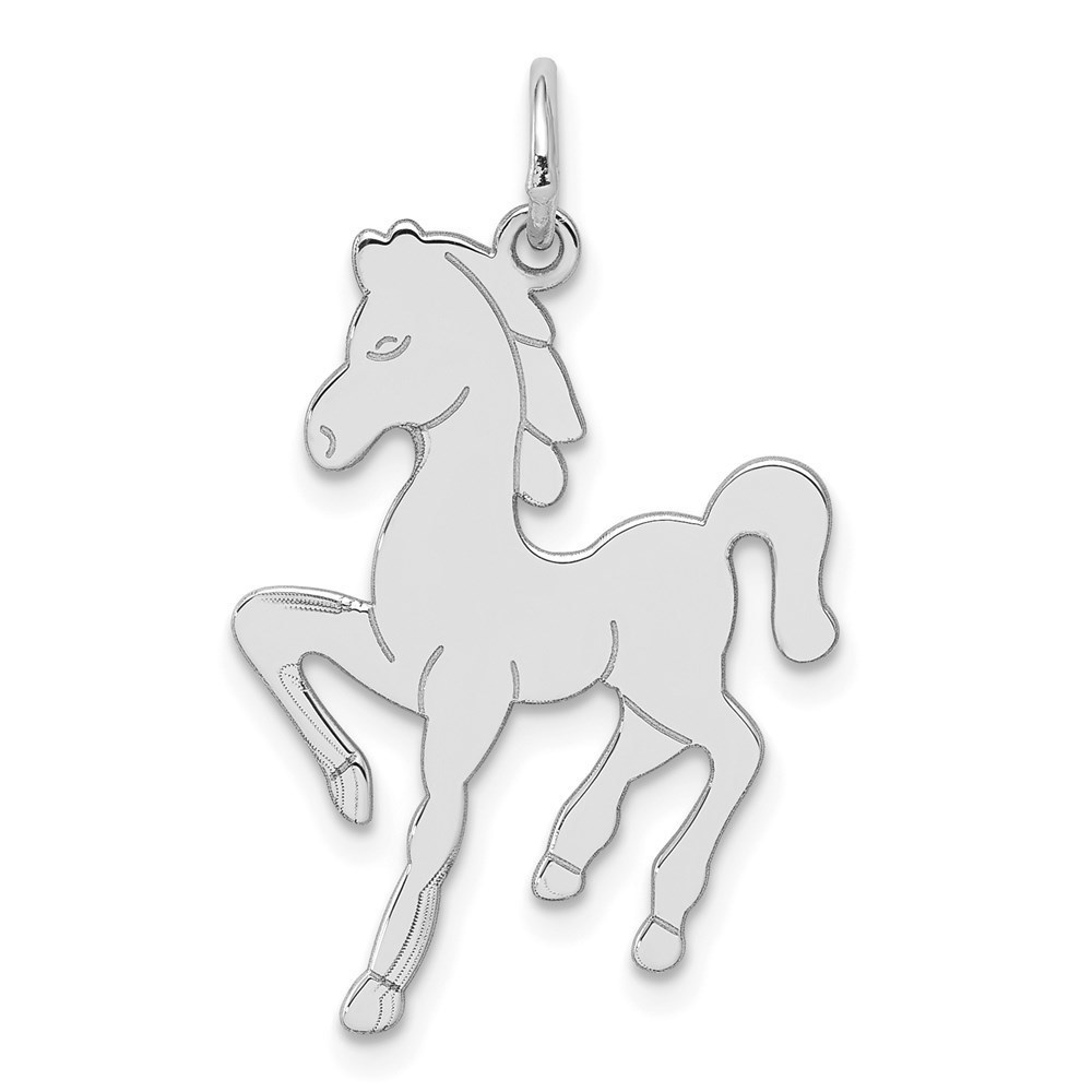 925 Sterling Silver Rhodium-plated Equestrian Fine Jewelry Horse Disc